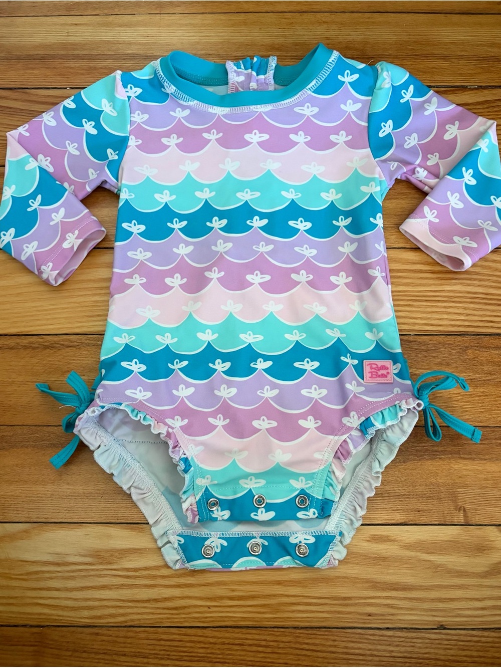 Rufflebutts Mermaid long sleeve baby swimsuit - 6-12m